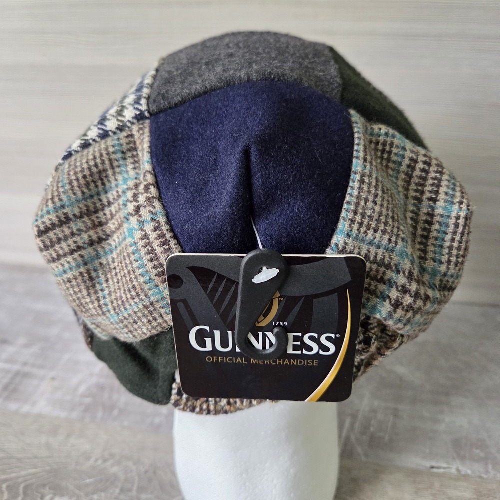 Guinness Patchwork Tweed Flat Cap Newsboy Cabbie Hat Men's Large 61cm NWT - Picture 6 of 15